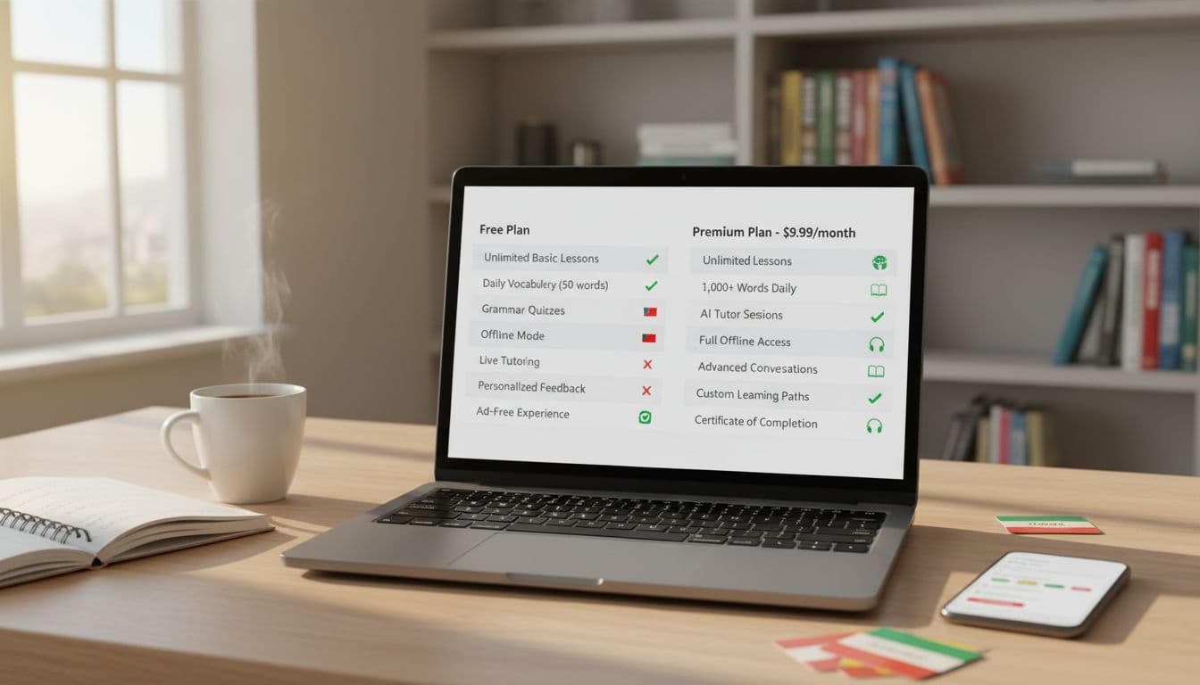 language app free vs paid illustration