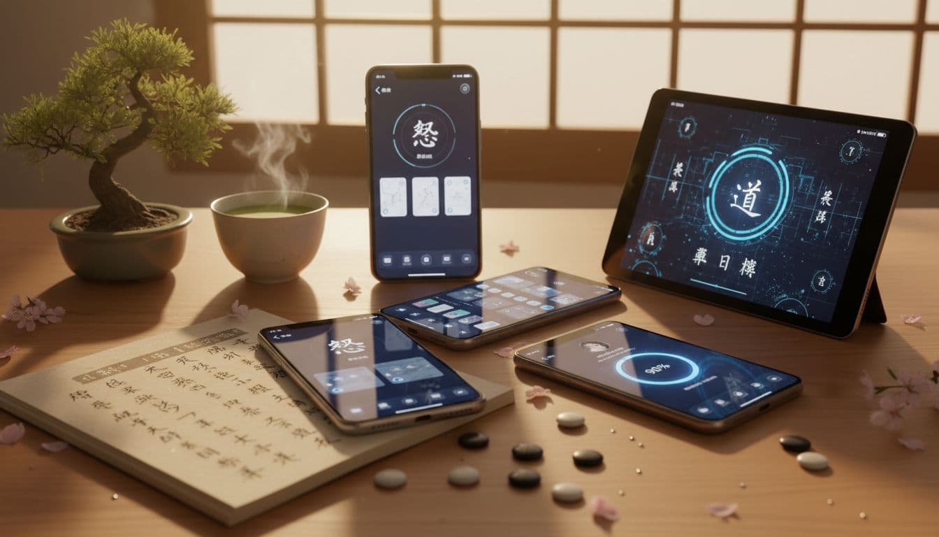 japanese kanji apps illustration