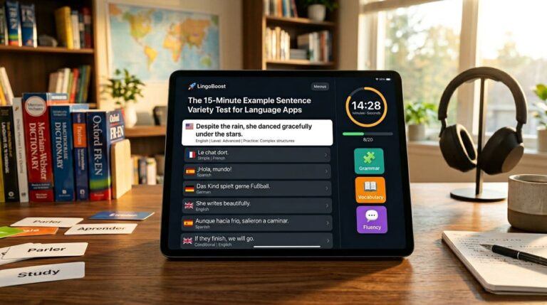 sentence variety test for language apps