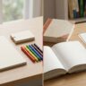 Split study desks show basic materials on the left and advanced language tools on the right.