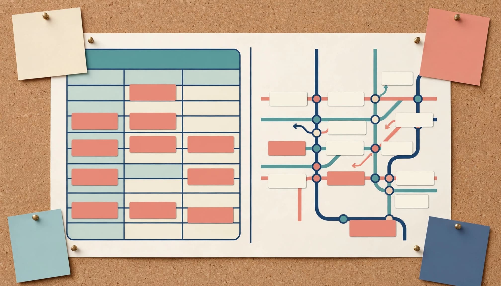 A grammar chart and subway-style map with covered labels hang on a classroom board.